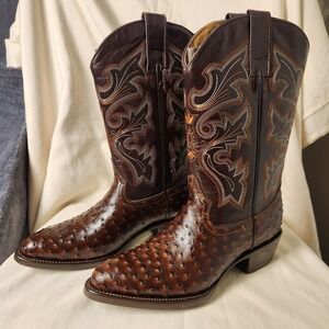 NIB Botas Armenta Genuine Full Quill Ostrich Cowboy Boots Mens Sz 7 Western